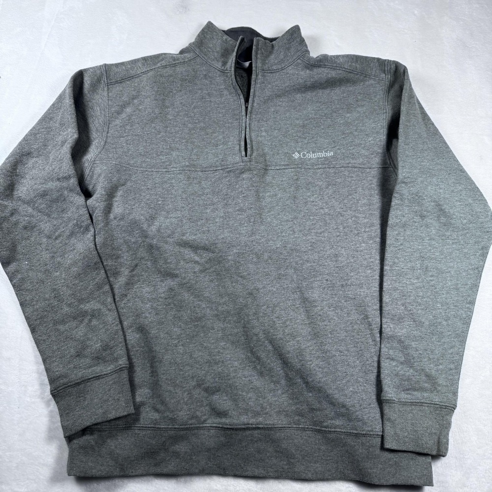 Columbia Sweater Mens Small Gray Quarter Zip Fleece Pullover Casual Outdoor